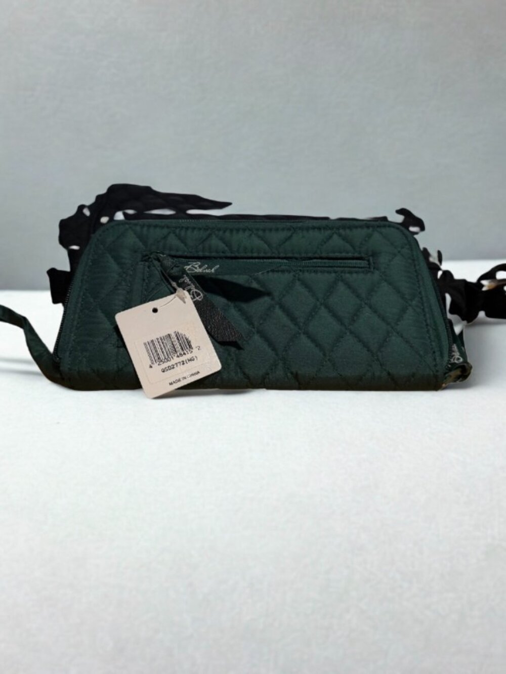 Belvah Quilted Zip Around Wallet Wristlet Dark Green NWT